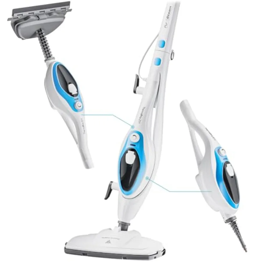 PurSteam 10-in-1 Steam Mop Floor Steamer with Detachable Handheld Steam Cleaner for Tile Hardwood Floors