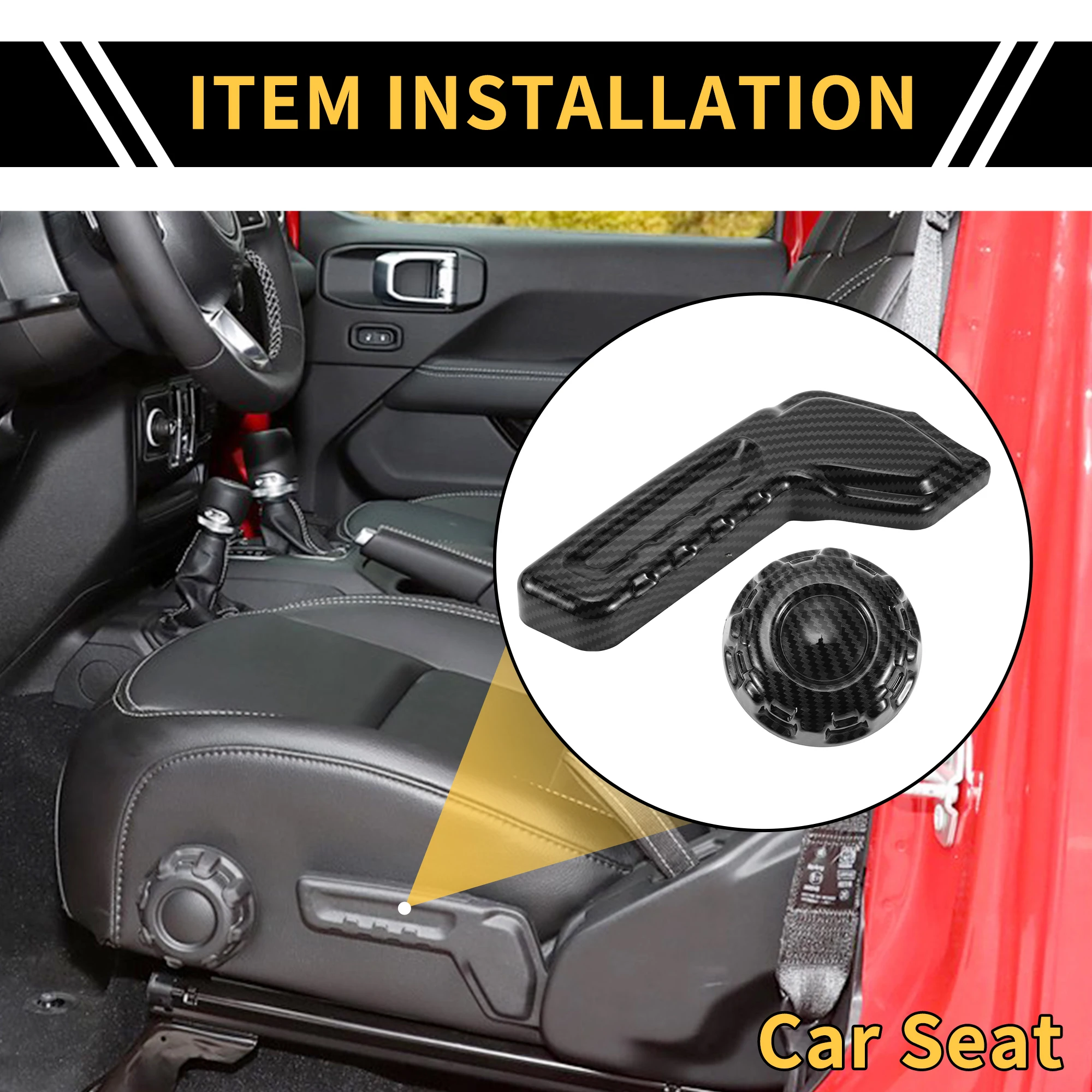 UXCELL Carbon Fiber Pattern Seat Adjustment Button Cover Trim for Jeep Gladiator JT