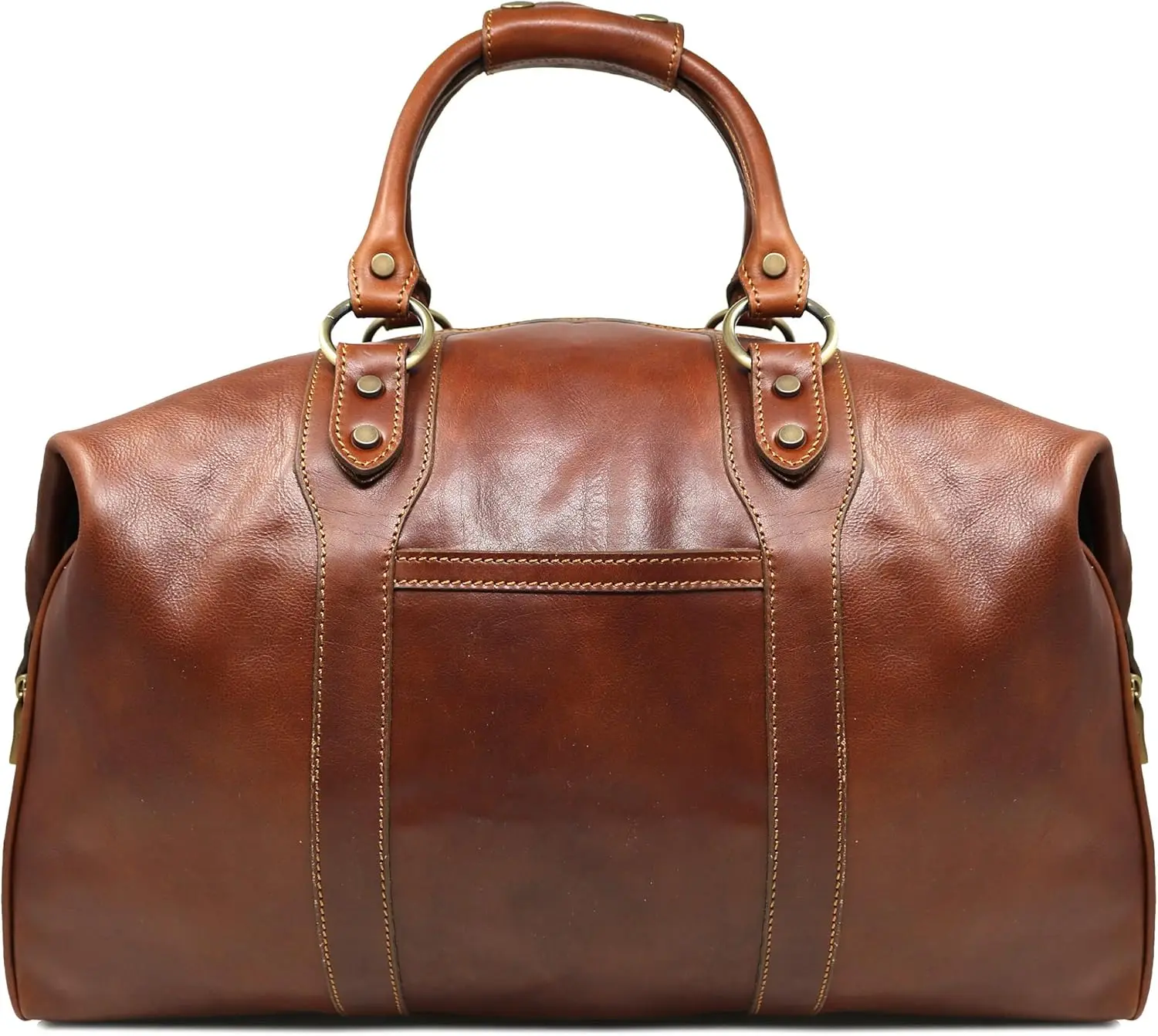 Weekender couro italiano Duffle Bag, Roma Travel Bag, Grande Brown, Grande