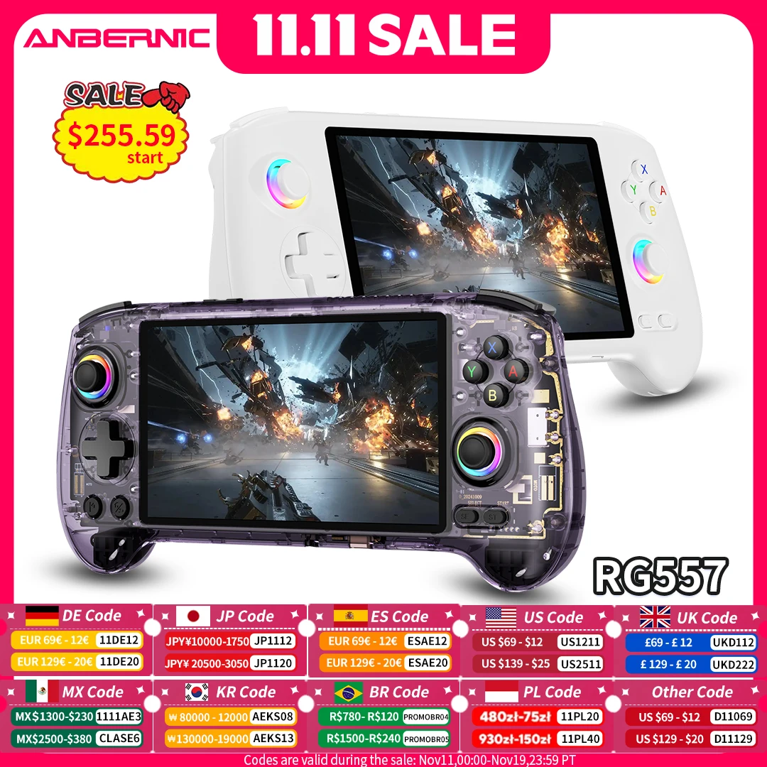 ANBERNIC RG557 携帯ゲーム機 5.48インチ AMOLEDスクリーン Dimensity 8300 Android レトロビデオプレーヤー FOTA WIFIストリーミング対応