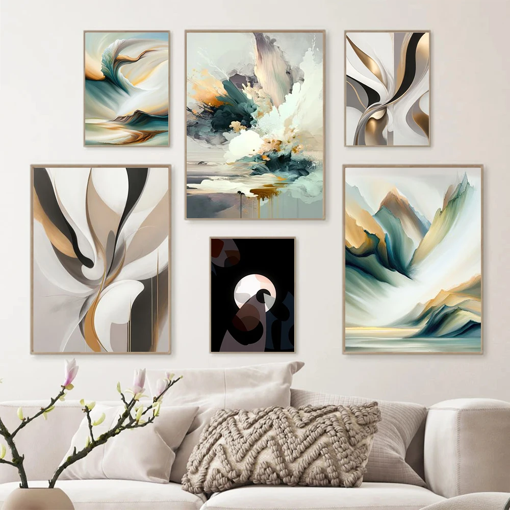 

Abstract Art Irregular Color Pattern Canvas Painting Wall Art Prints Poster Pictures for Living Room Home Decor No Frame