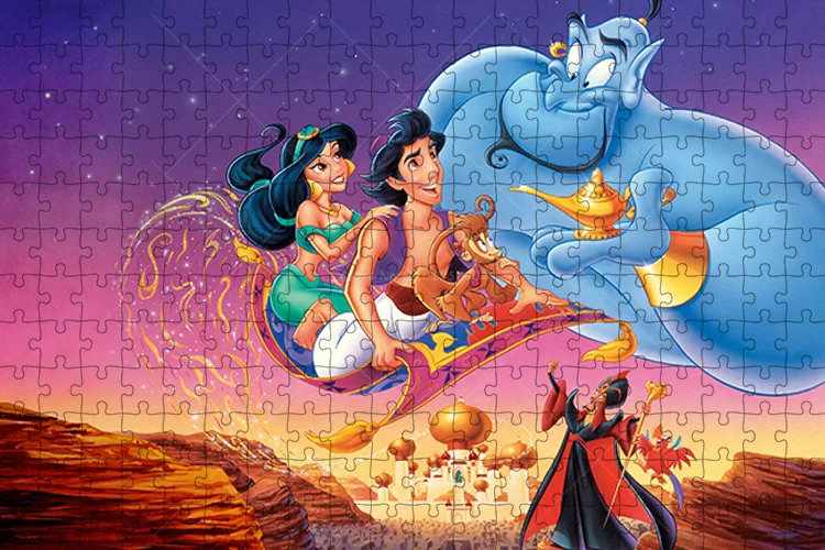 1000 PCS Aladdin and The Magic Lamp Jigsaw Puzzles Princess Jasmine and Prince Wooden Puzzle Disney Puzzles Educational Toys