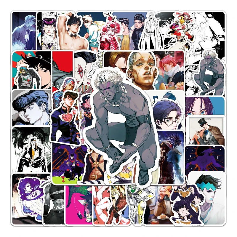 53/30/10PCS Giorno Giovanna Jonathan Jostar Kujo Jotaro Cartoon Stickers Skateboard Waterproof Decorative Mobile Phone Stickers