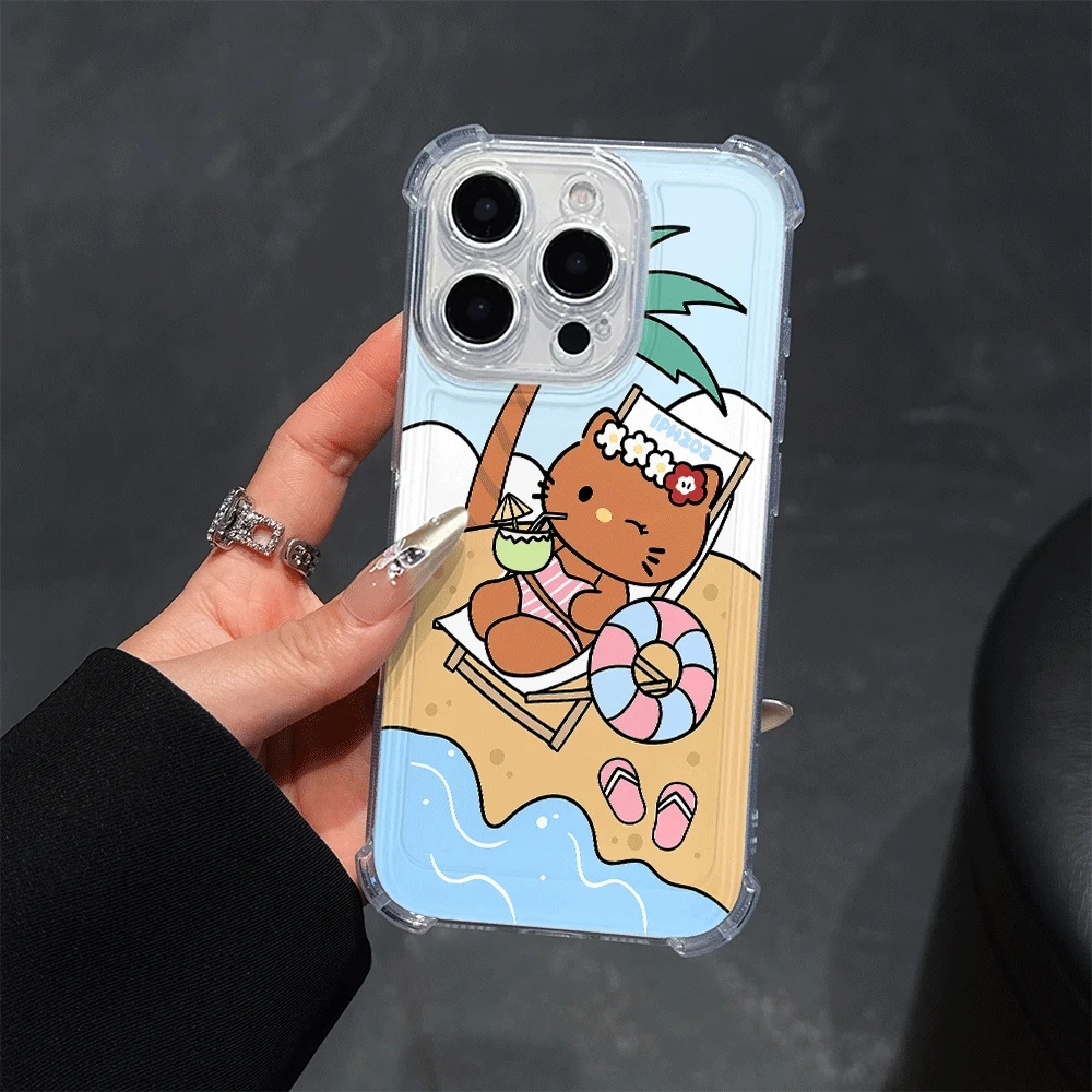 

Мягкий чехол для телефона Sanrio KT для IPhone 14 Pro IPhone 16/15/14/13/12/11/x/xs/xs Max, женские чехлы для телефонов Hello Kitty, подарок для девочки