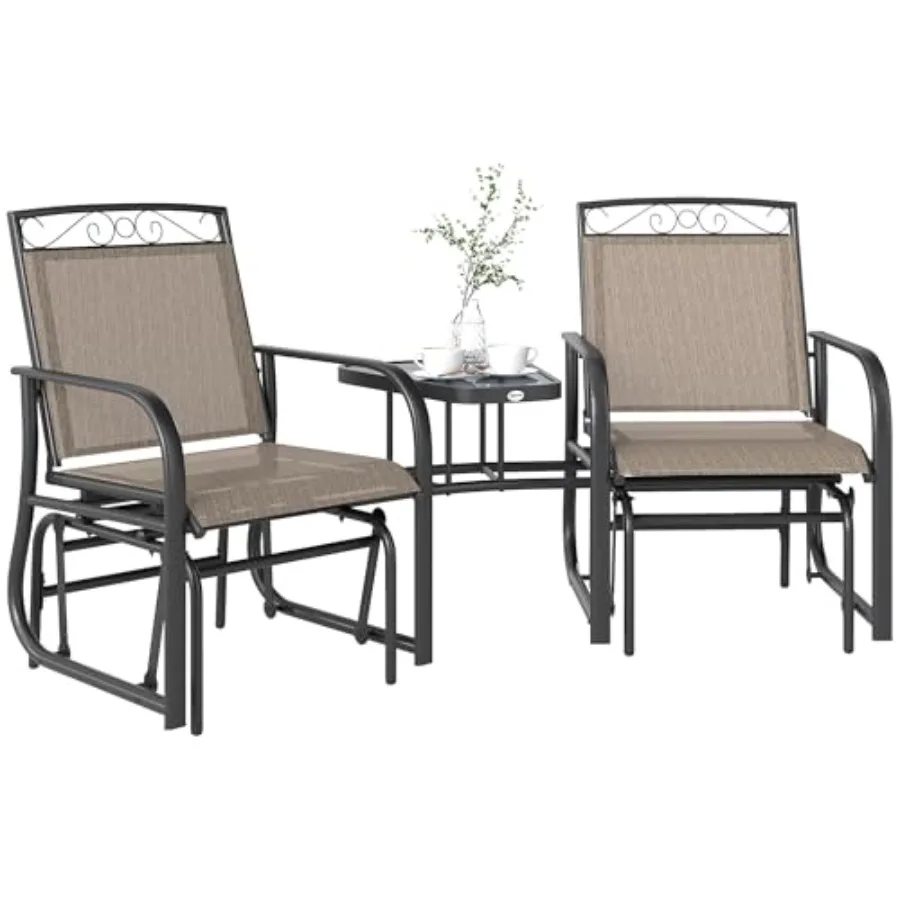 

Уличные двухместные качели-глайдеры с кофейным столиком, дышащие садовые качели-гамак для двора, сада, веранды, коричневые