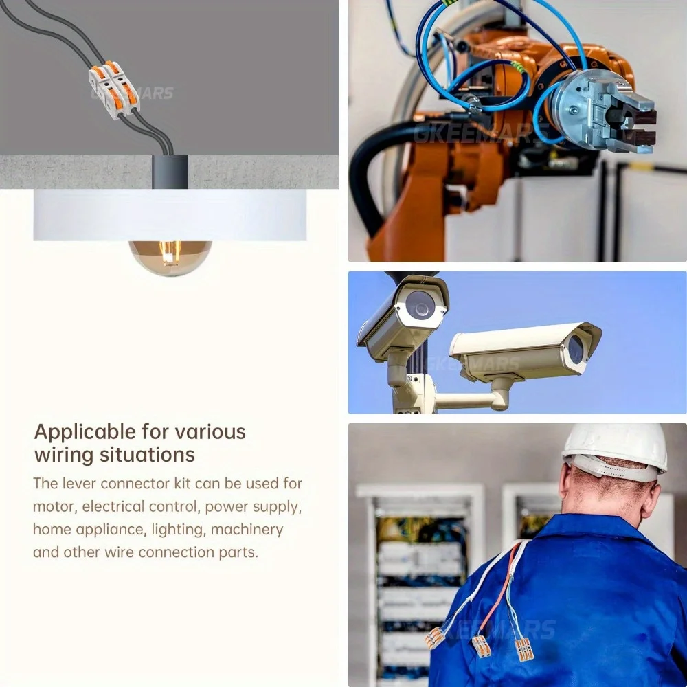 1 conector de fio PCS - Conectores de emenda compactos de 1 condutor para circuitos em linha, compatível com 24-12 AWG (cor laranja)