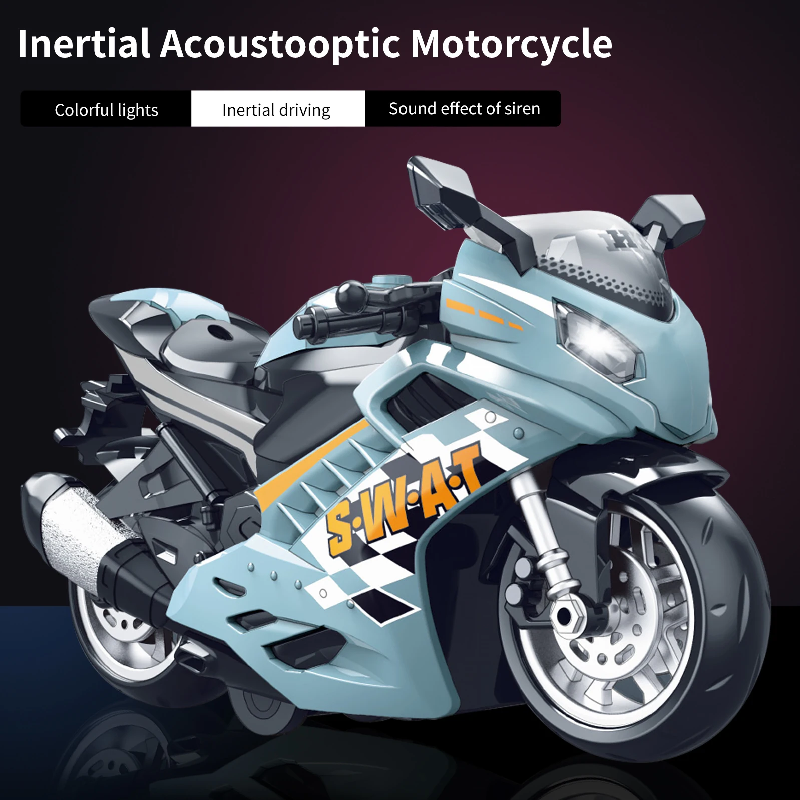 Toy Motorcycle - Press and Go Toy Car with Sound and Light Toy,Toy Motorcycles for Boys,Toys for 3-9 Year Old Boys