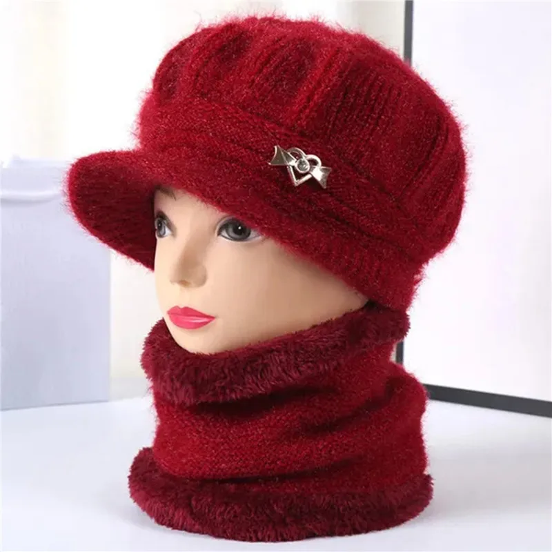 Cappello lavorato a maglia da donna inverno caldo confortevole morbido berretti di lana da donna accessori di abbigliamento pratico comodo Set di