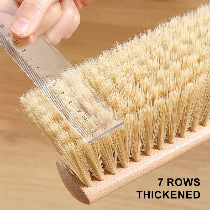 Wooden Bed Cleaning Brush Soft Elastic Fur Long Handle Duster Seven Rows Thickened Dust Brush Hand Broom Soft Anti-static Brush