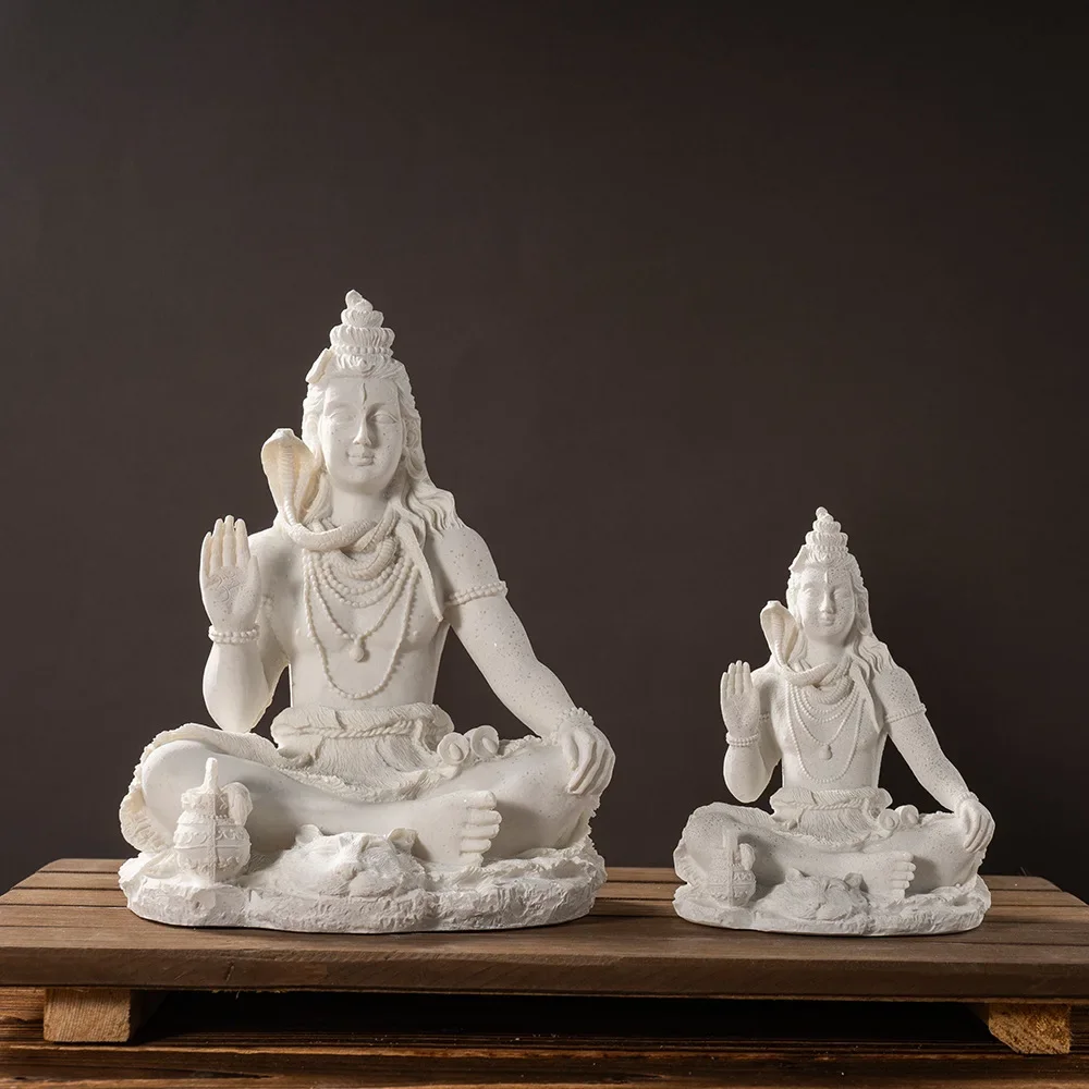 Vilead Statue de Shiva en grès de 13 cm, figurine de yoga, ornement de méditation zen, décoration bouddhiste, artisanat religieux indien, décoration intérieure Feng Shui