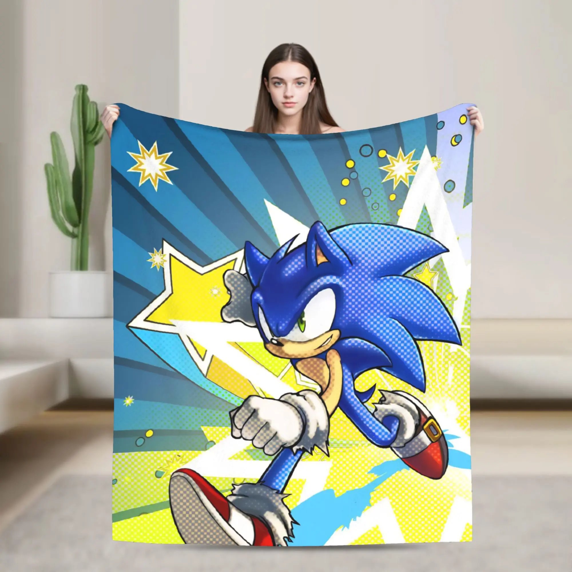 Soniced  Blanket Fleece Video Games Super Warm Throw Blanket for Car Sofa Couch Bedspread