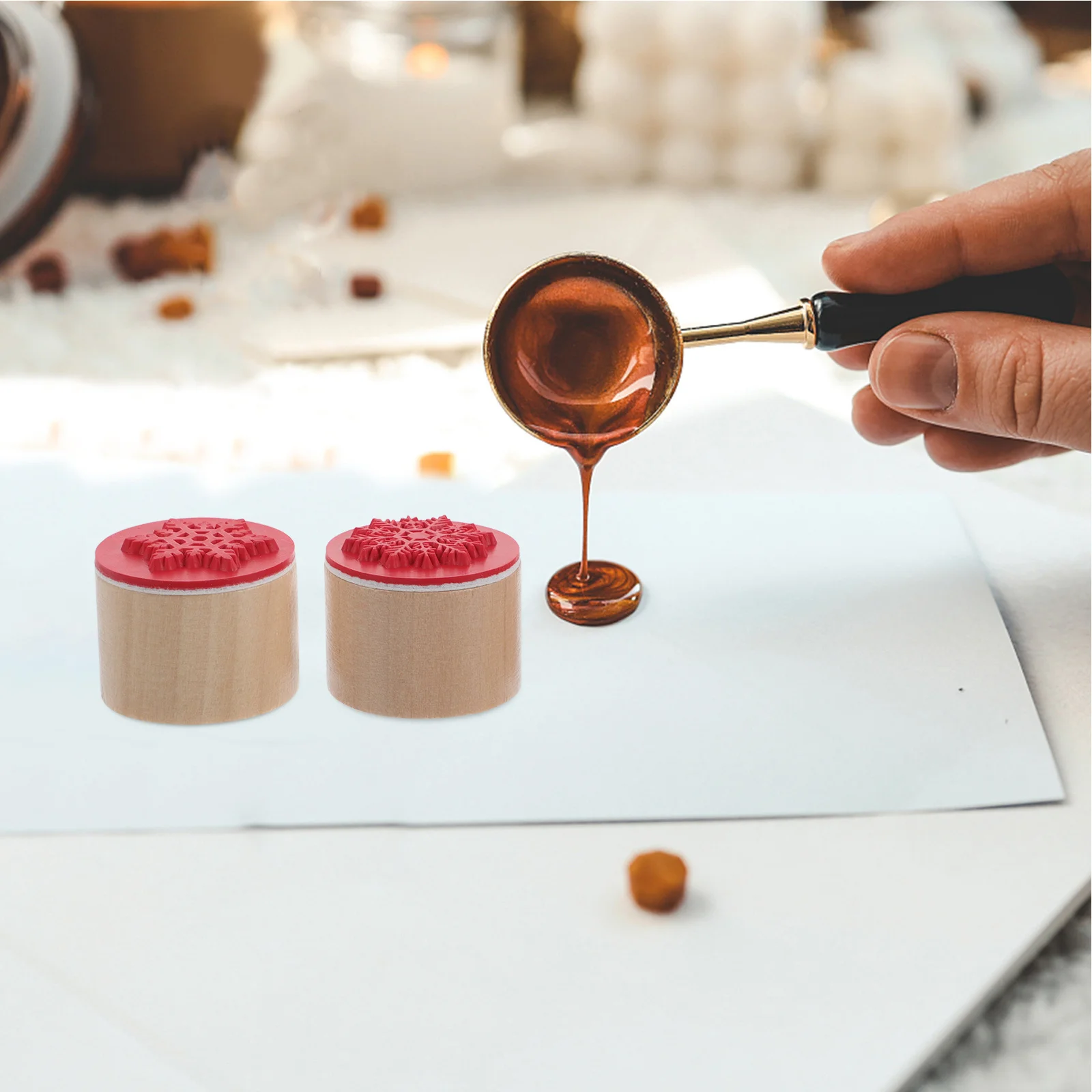 

6pcs Wood Snowflake Stamp 1.1X0.8" Vintage Pattern Craft Stamper For Scrapbooking Card Making Diy Journaling Wooden Stamps