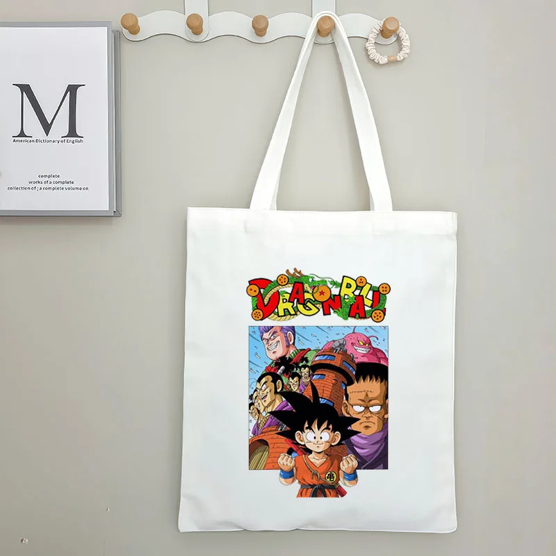 Bolso de mano de dibujos animados de Dragon Ball para mujer, bolso de lona Wukong, bolso de compras ecológico de gran capacidad, mochila escolar de viaje de ocio