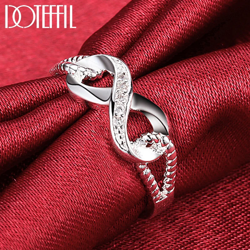 

DOTEFFIL 925 Sterling Silver Numeral 8 AAA Zircon Ring For Women Man Wedding Engagement Party Fashion Charm Jewelry