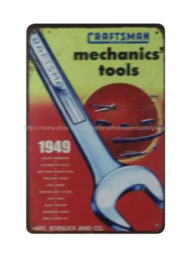 1949 Craftasman Mechanics tools metal tin sign plaque metal decor