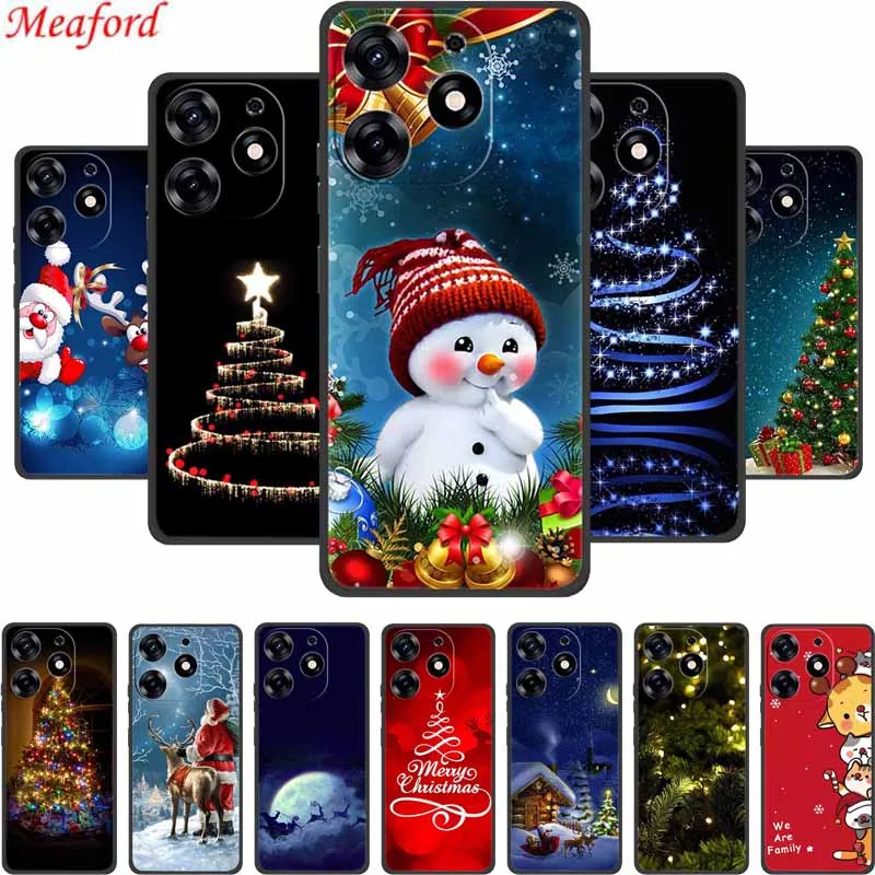 For Tecno Spark Go 2024 Case Merry Christmas Xmas Black Silicon Soft Back Cover Case For Tecno Spark 10 Pro 10C Pop 8 Phone Case