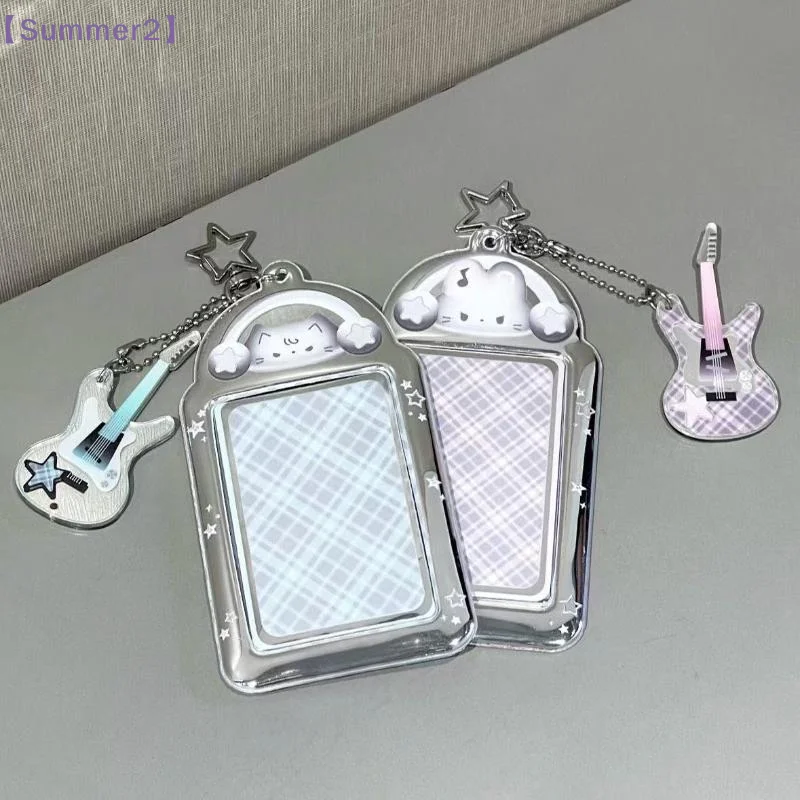 【Xia2】Kawaii Cartoon Cat Rabbit 3 Inch Photocard Holder Keychain Bag Pendant Photo Frame Picture Display Stand ID Badge Holder view 6