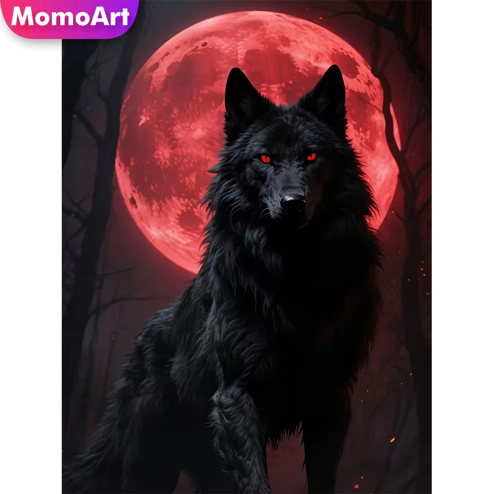 Momoart Diamant Malerei Wolf Tier DIY Stickerei Hund Bild Strass Diamant Mosaik Mond Handgemachte Dekoration