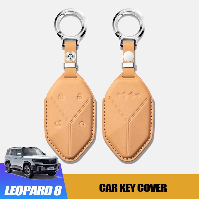 Leather Car Key Cover for For BYD Leopard 5 Leopard 8 Custom Fit Key Accessories