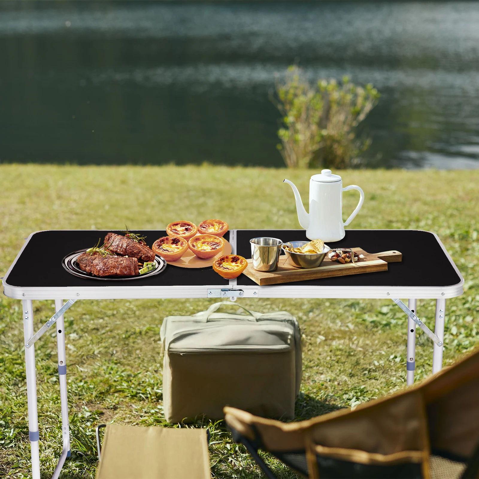 

4Ft Portable Multipurpose Folding Table black folding table outdoor furniture camping tables outdoor-table picnic-table desk