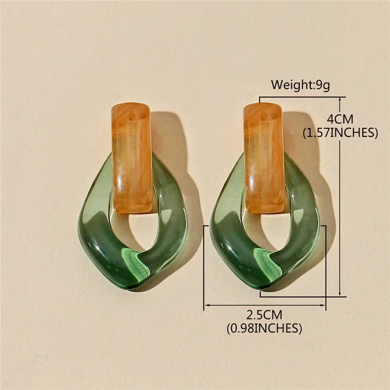 Geometrische holle verklaring oorbellen kleurrijke heldere hars acryl oorbellen voor vrouwen meisjes mode-sieraden cadeau Aretes