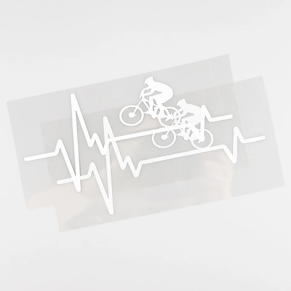 YJZT  Cycling Mountain Bike  Helmet Heartbeat Decal Vinyl Black/Silver Car Stickers