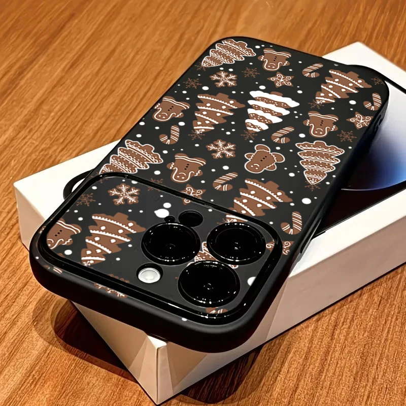 Cute Christmas Gingerbread Man Matte Phone Case For iPhone 11 12 13 14 15 16 17 Pro Max 18 Pro XS X XR Large Window Back Cover