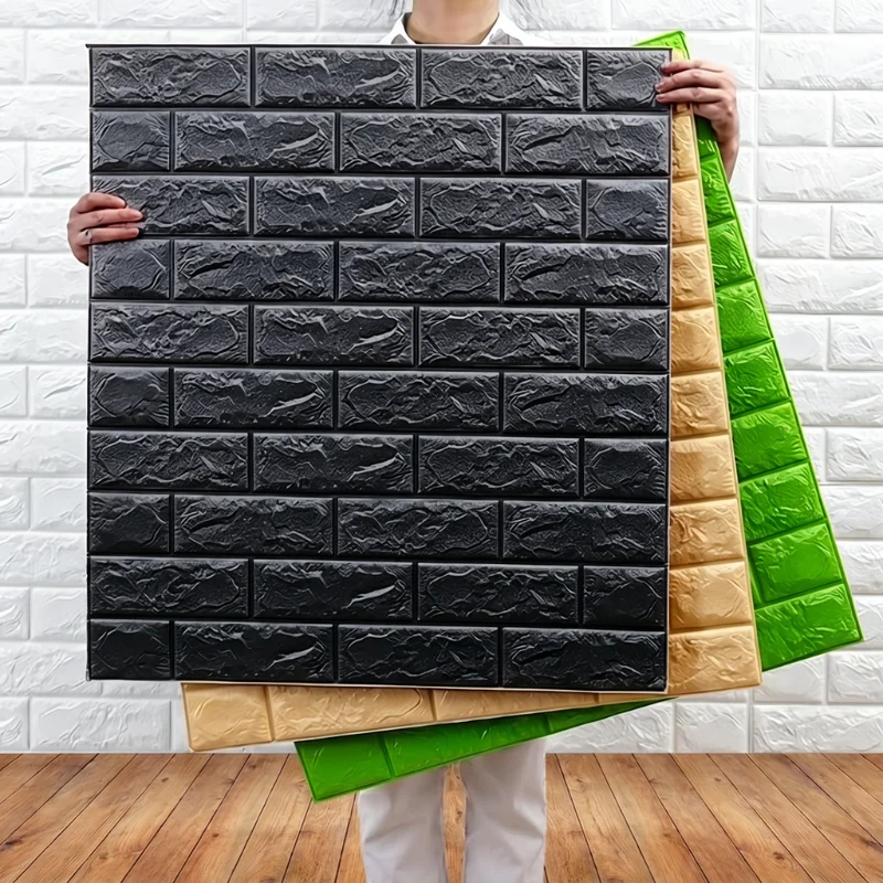 Waterproof Wall Sticker 77x70cm 1-10pcs Brick Pattern Wallpaper Self Adhesive Kitchen Living Bedroom Indoor Decor