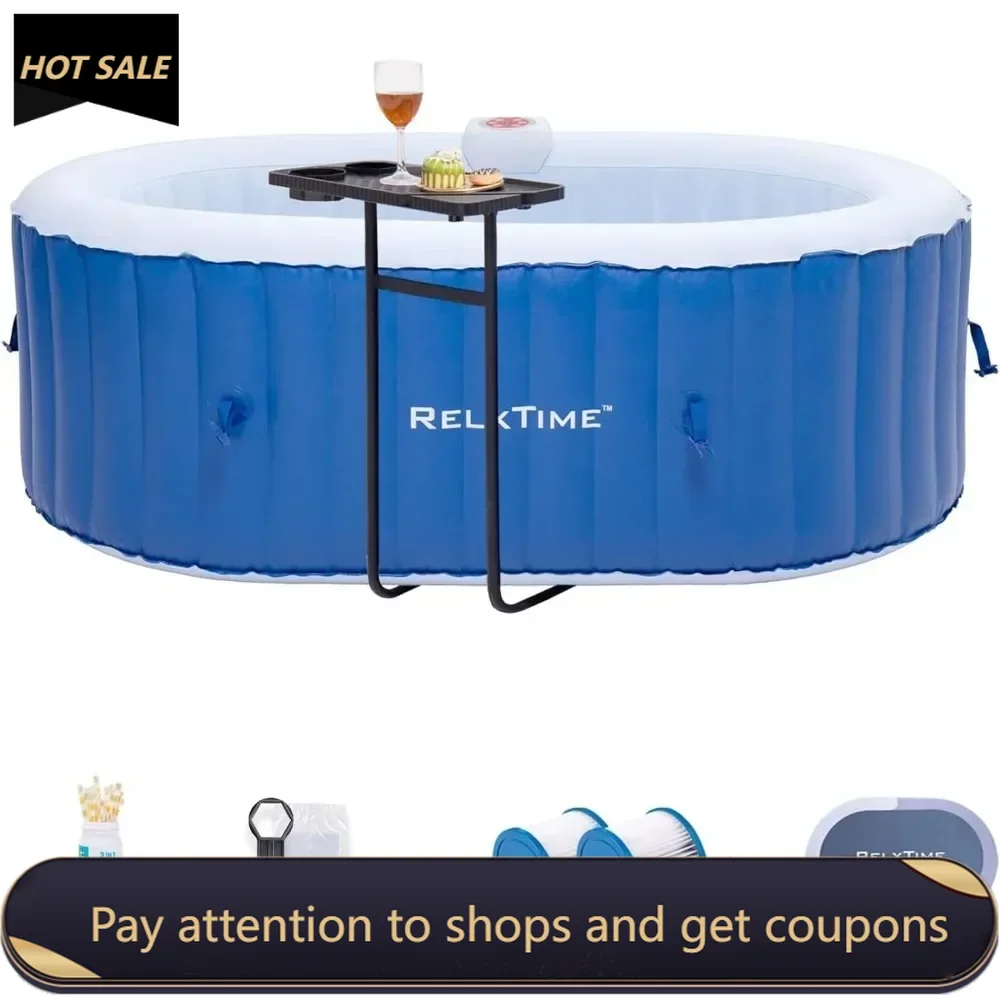 

2 Non-Slip Spa Seat Swimming Pool Floats Large Family Patio Pools Side Table Oval Inflatable Portable Hot Tub 75x47Inch Picinas