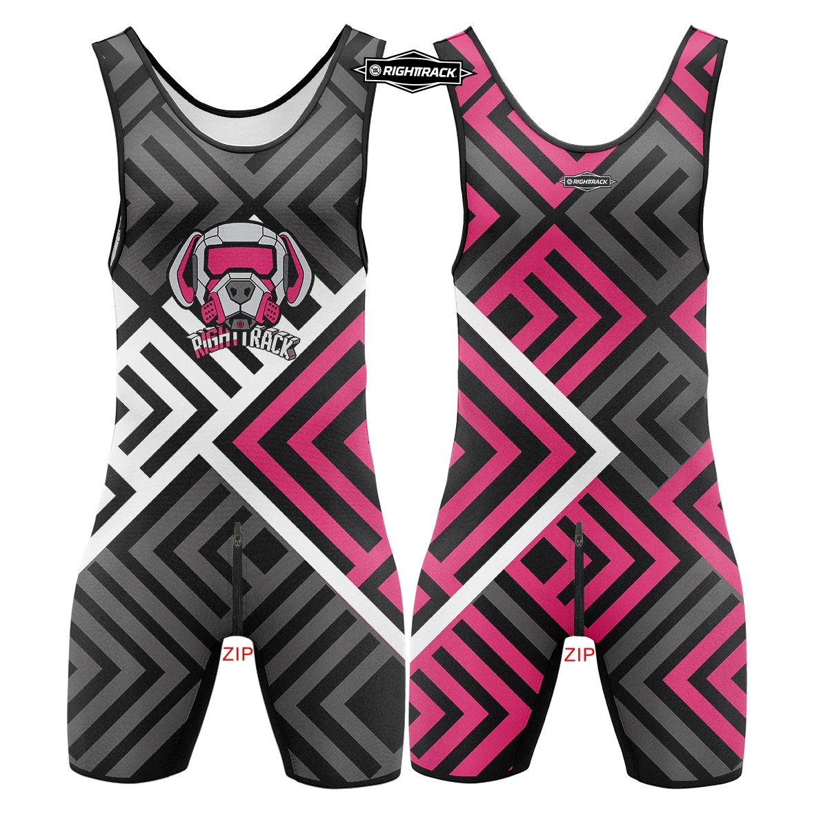 New Arrivals Mens Singlets Zipper Front Back Dog SexyMan Sleepwear Bodysuits RT Sleeveless Wrestling One-Piece Undershirts