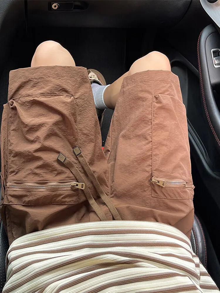 

Легкие дышащие мужские летние шорты из нейлона на молнии, большие размеры, пляжные шорты в американском стиле