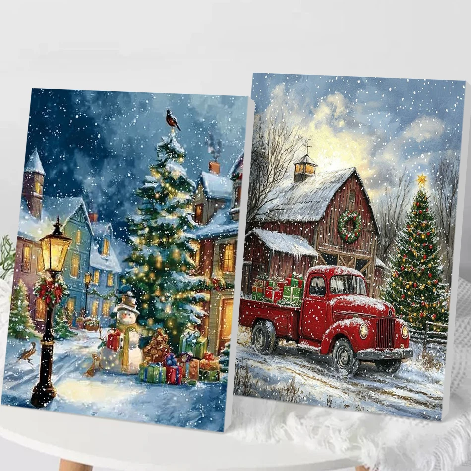 

CHENISTORY Oil Painting By Number Winter House Landscape For Adults Picture By Numbers Acrylic Paint On Canvas Home Decoration D