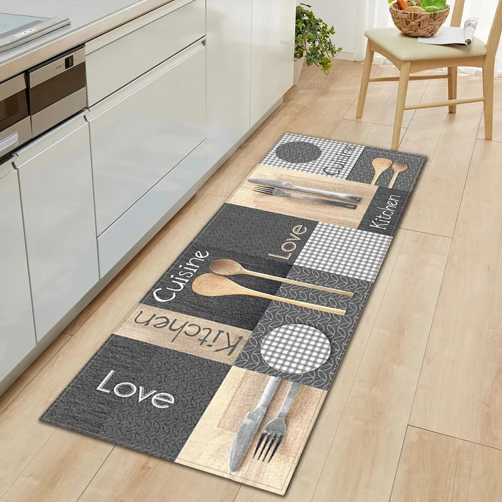 Kitchen Floor Mat Anti-slip Carpet Tableware Pattern Home Decoration Rug Wear-resistant Foot Mats Long Mats Alfombra Cocina 양탄