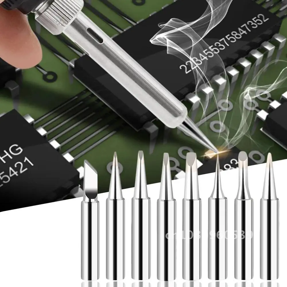 

5 Pieces of Lead-free Soldering Iron Tips Pure Copper Replacement For Soldering Repair Station and Soldering Iron Kit