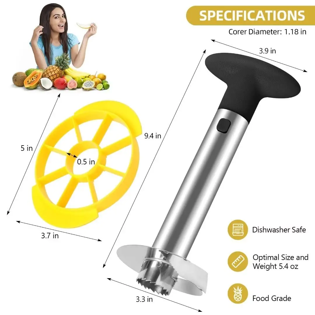 Stainless Steel Pineapple Corer and Slicer Tool Pineapple Cutter with Sharp Serrated Tips Cutter Corer Slicer Kitchen Tools