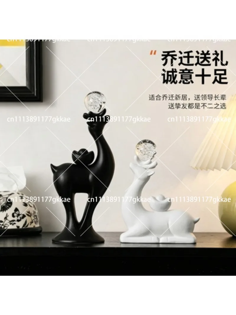 Medieval Crystal Ball Deer Ornament, Light Luxury Living Room Decor Pair
