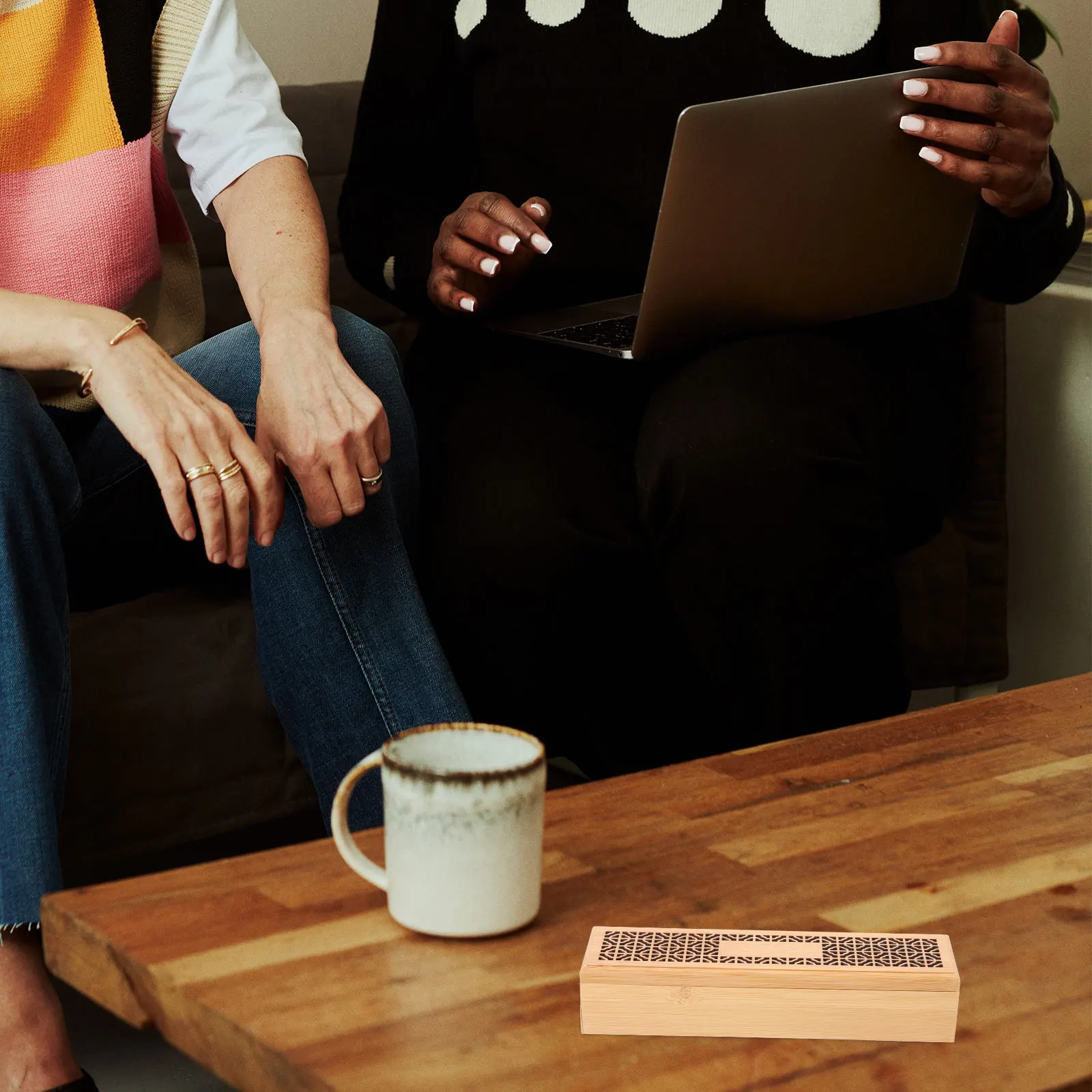 

Wooden Incense Box Bamboo Hollow Carved Double Layer Desktop Holder Storage Decorative Organizer for Home Office Garden