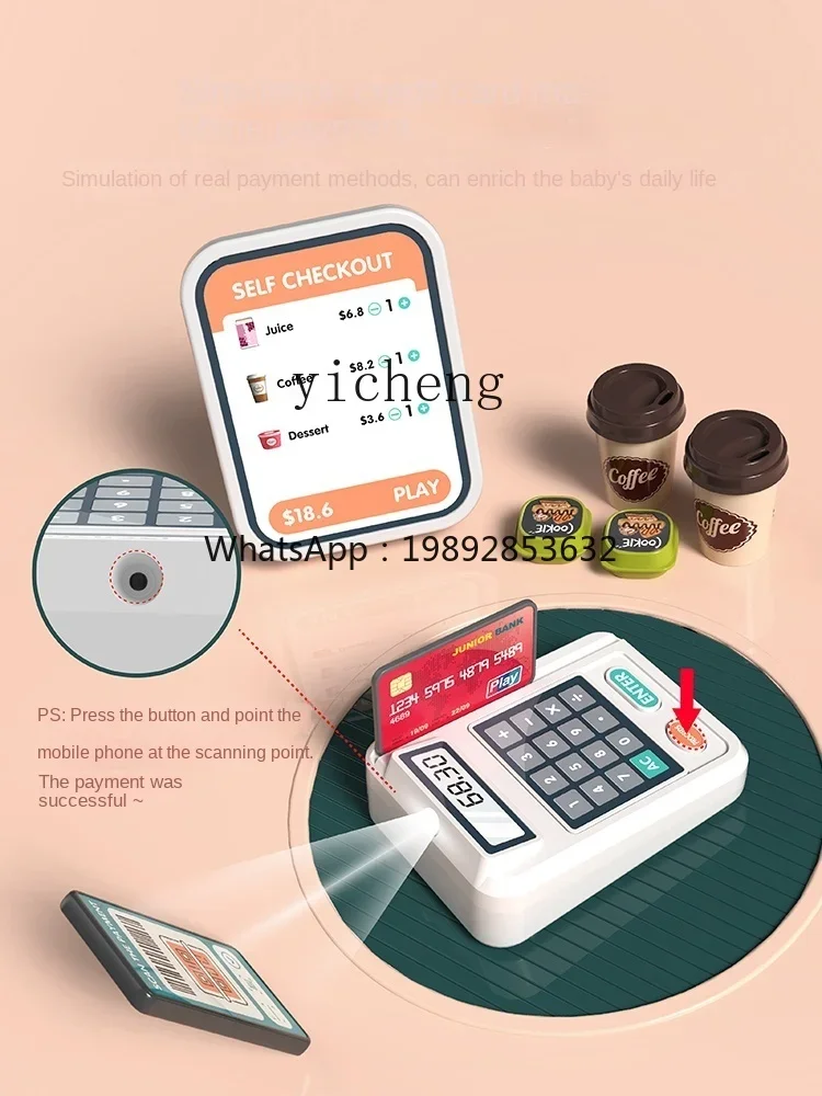 AF   Children Cash Register Toy House Playing Simulation Supermarket Cashier Machine