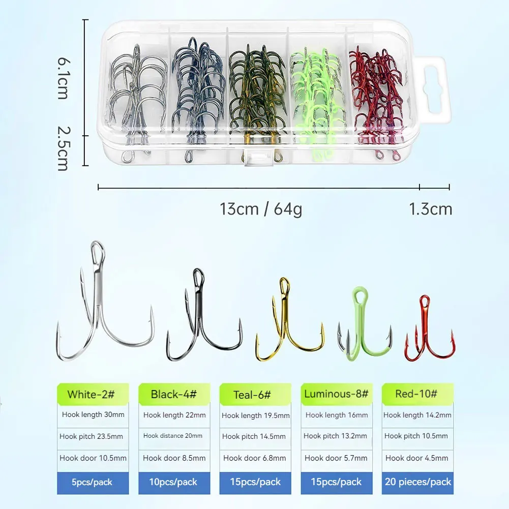 خطاف صيد ثلاثي 5 ألوان شائكة حادة خطاف ثلاثي خطاف صيد ثلاثي شائك من الفولاذ لصيد الأسماك في المياه المالحة والمياه العذبة #6