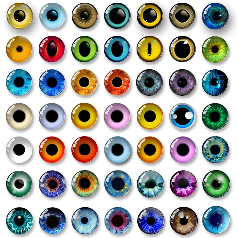 Cabujones redondos de ojos de vidrio para muñecas, cúpula redonda de 6MM-20MM, Ojo de dragón, Ojo de Gato, juguetes, accesorio de joyería para manualidades, mezcla de camafeo de ojo de pupila