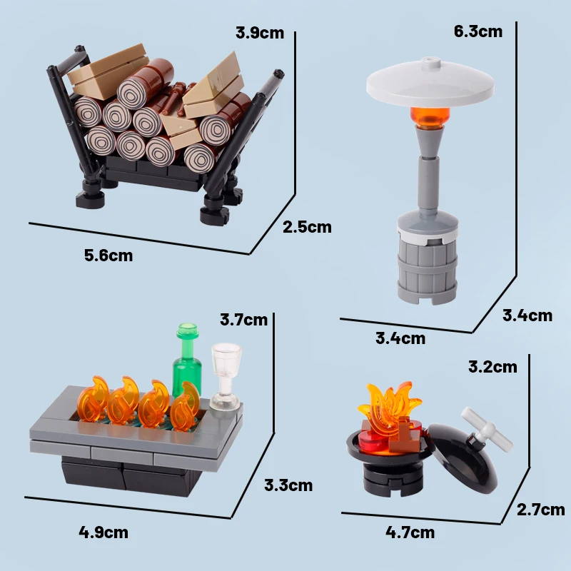 โคมไฟไม้ดับเพลิงเฟอร์นิเจอร์ในบ้านวิวถนนบล็อกตัวต่อเมือง Moc เมืองสำหรับฤดูหนาวเตาอบเครื่องครัวของเล่นอิฐเพื่อน