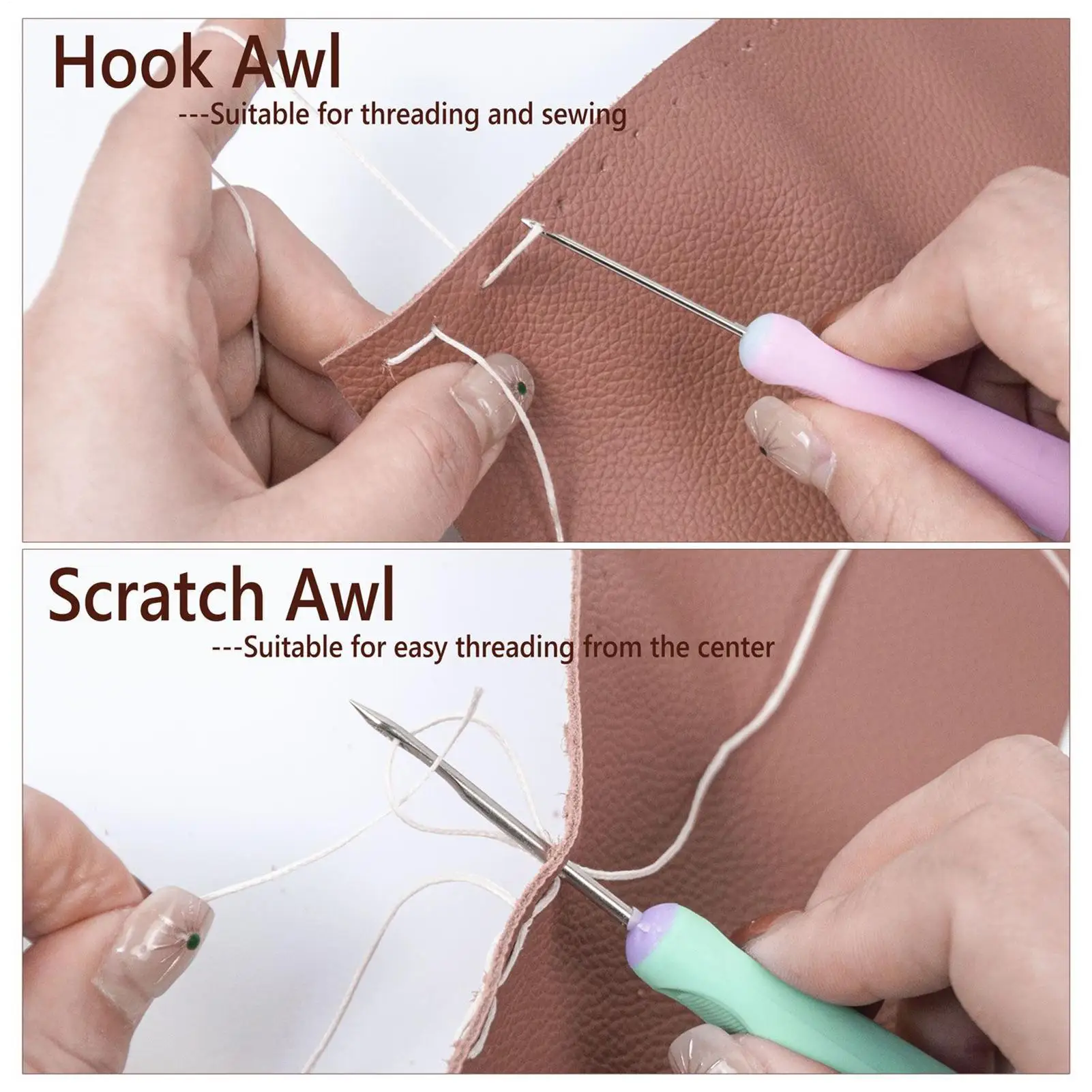 الجلود خياطة Awl 4 قطع الخياطة الممزق أداة خدش Awl عدة لخيوط الحرف اليدوية التطريز اللحف الحياكة #5