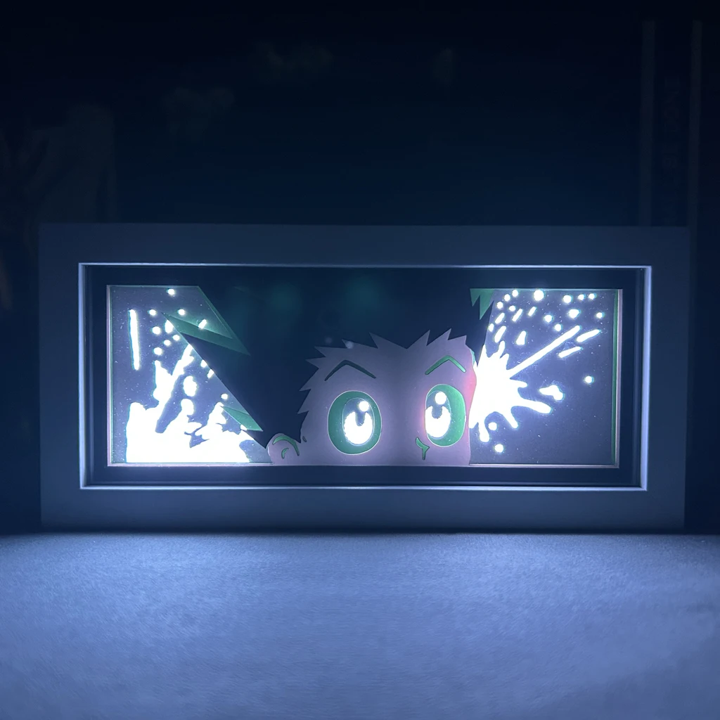 Hunter X Hunter Gon Freecss caja de luz de Anime para decoración de habitación, Gadget de Manga, lámpara de noche Led, caja de sombra de corte de