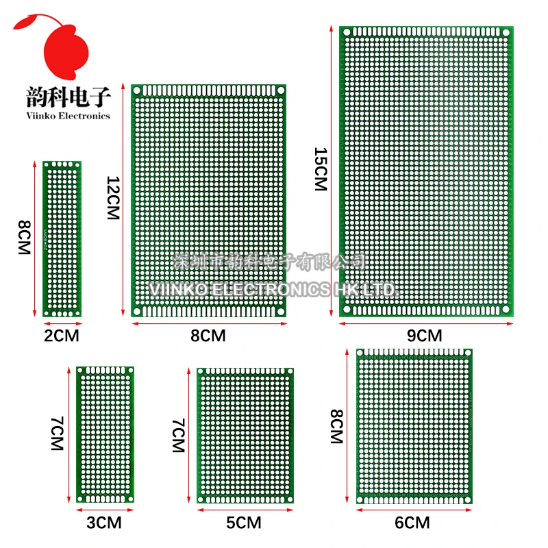 5pcs 2X8 3X7 4X6 5X7 6X8 7X9 7X10 8X12 9X15cm Double Side Prototype Diy Universal Printed Circuit PCB Board Protoboard 4*6 5*7