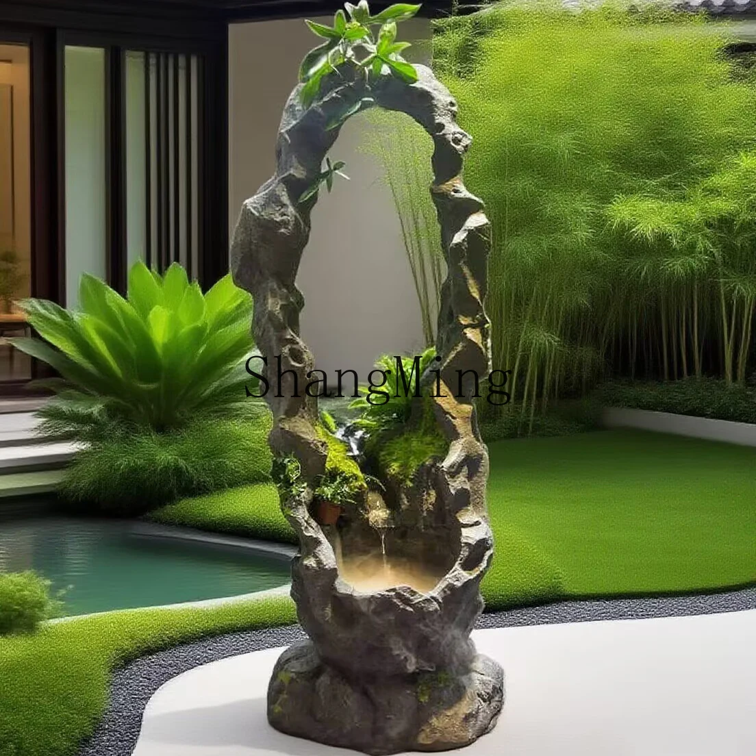 

CL Chinese style imitation stone flowing water circulating water floor fountain lucky housewarming