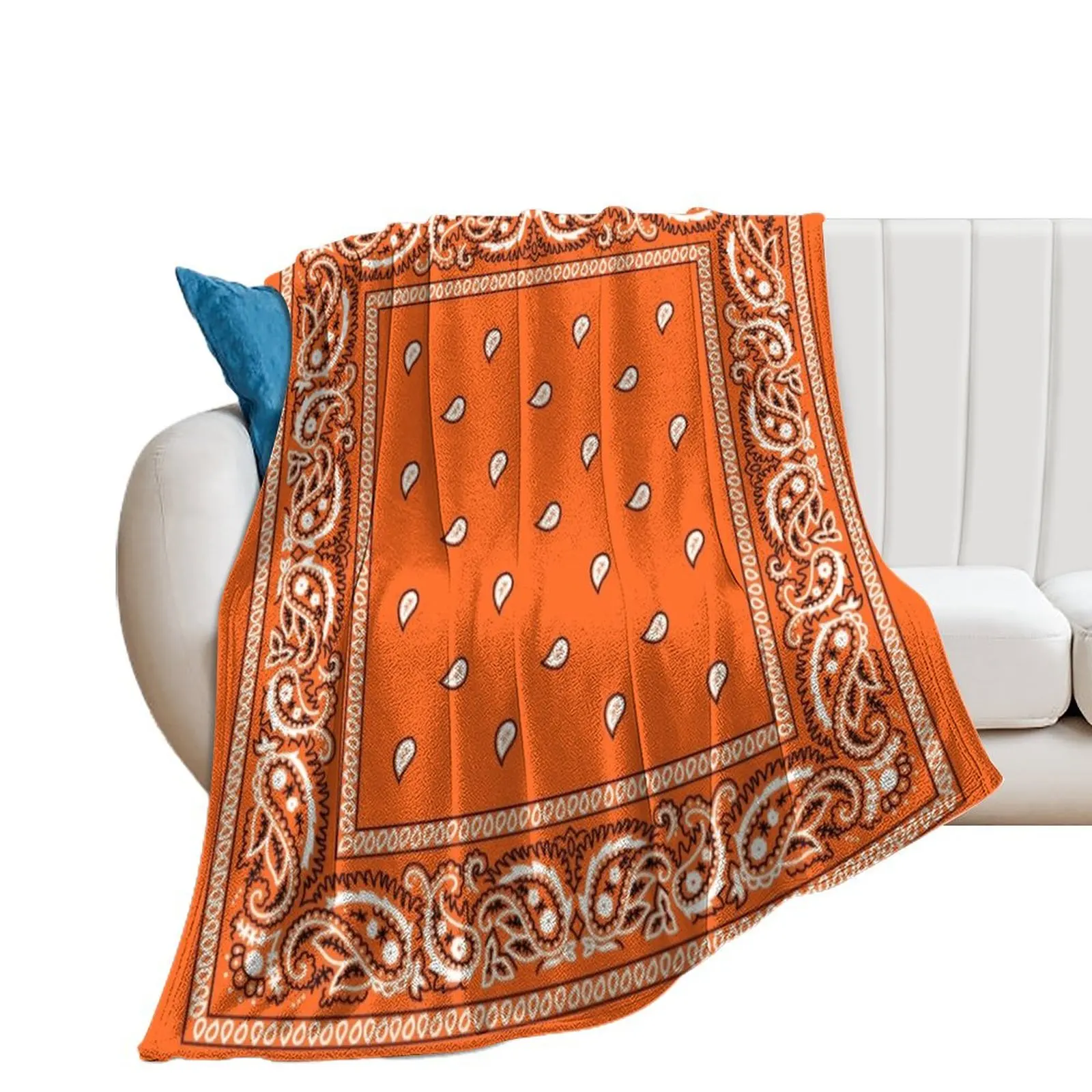 

Bandana Orange Throw Blanket Warm Decorative Sofas Vintage Sofa Quilt Blankets