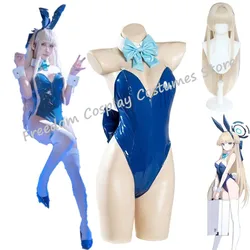 Blue Archive Cosplay Asuma Toki Costume Wig Bunny Girls Jumpsuit Cute Rabbit Ears Halloween Christmas  Party Bodysuit