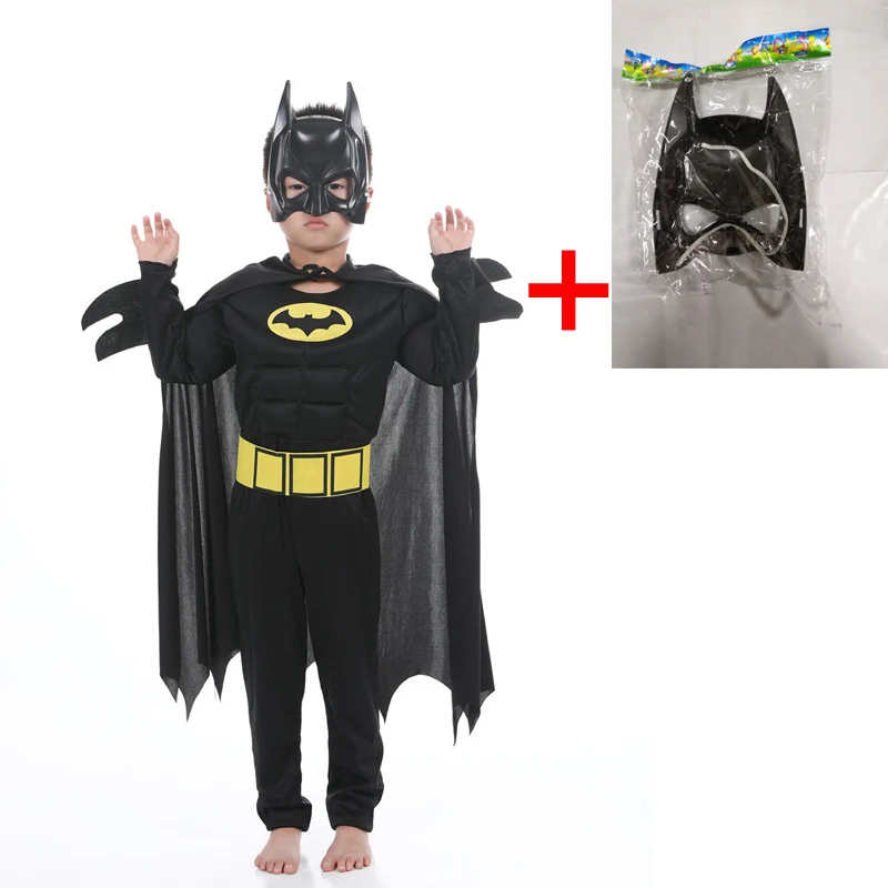 Kids Cosplay Jumpsuit Hero Costume Suit with Cape Mask Men Superhero Wayne Cosplay High quality Halloween Carnival Party