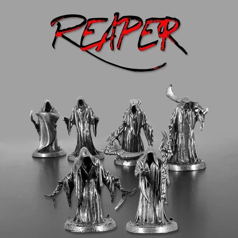 Death God Soldier Model Action Figures Cupronickel Metal The Scythe Reaper Board Game Piece Miniature Ornament Accessories Toys