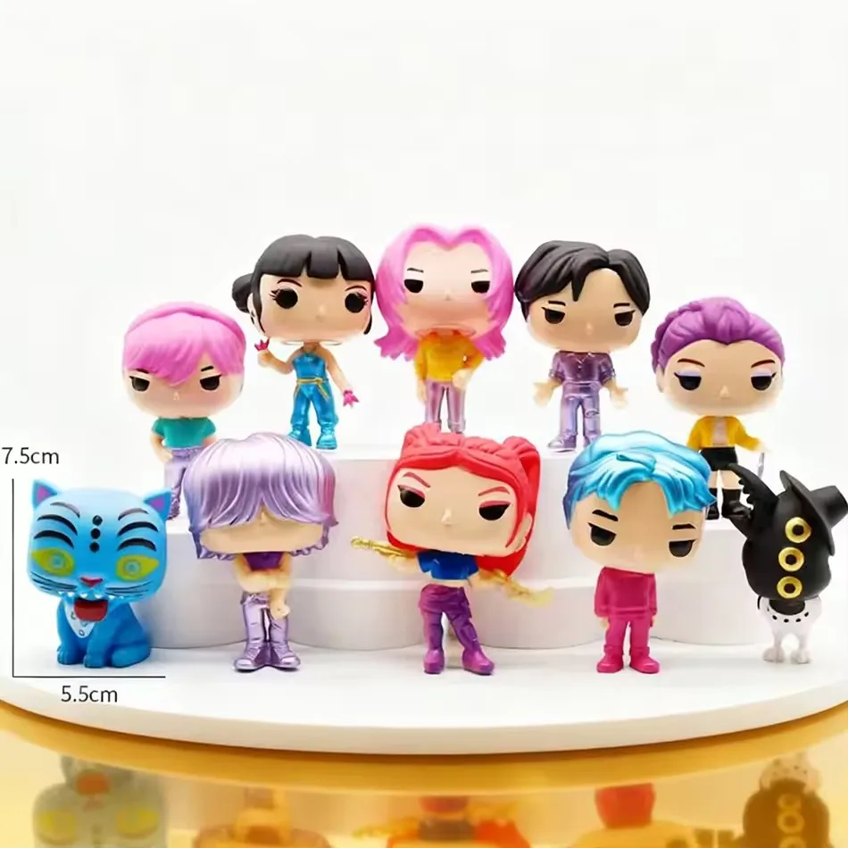 10 قطعة Kpop شيطان الصيادين الشكل البلاستيكية نموذج أنيمي تمثال جمع تمثال مكتب الديكور دمى ألعاب أطفال هدايا الهالوين